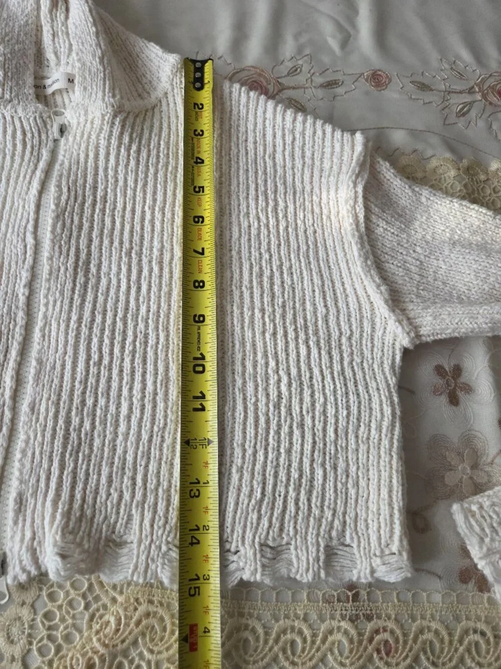 Moon and Madison White Cropped Zip Up Sweater - Picture 10 of 11